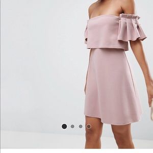 Scuba crop top ruffle Bardot mini dress